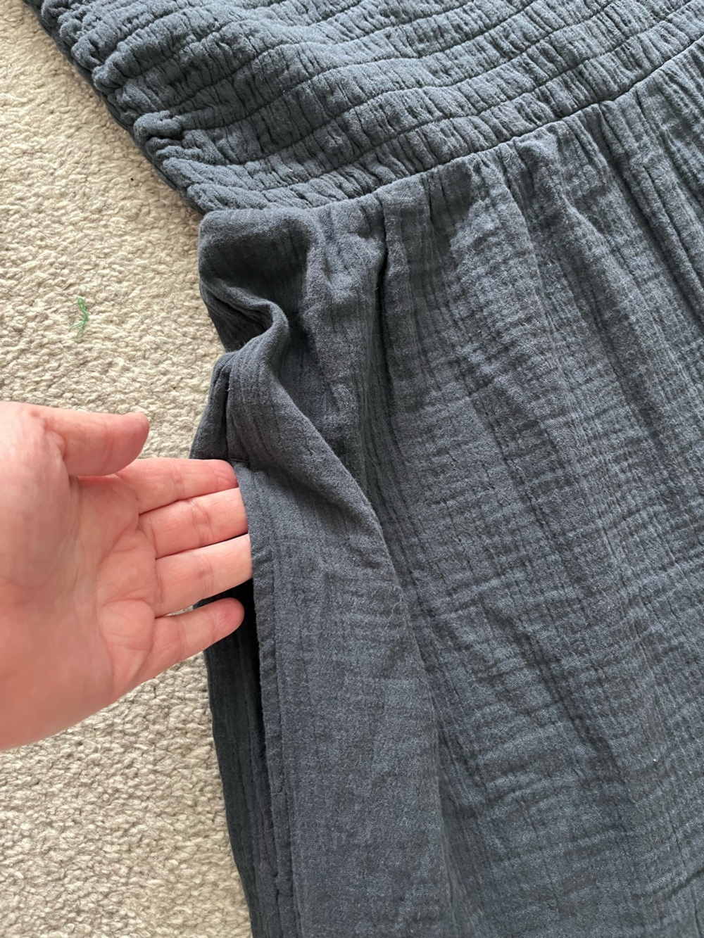 NWT Quince Women’s Organic Cotton Indigo Blue Wide-Leg Jumpsuit Size Large - Picture 5 of 11